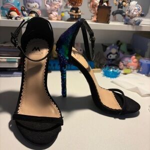 89th & Madison Black and Blue Sequin Heels